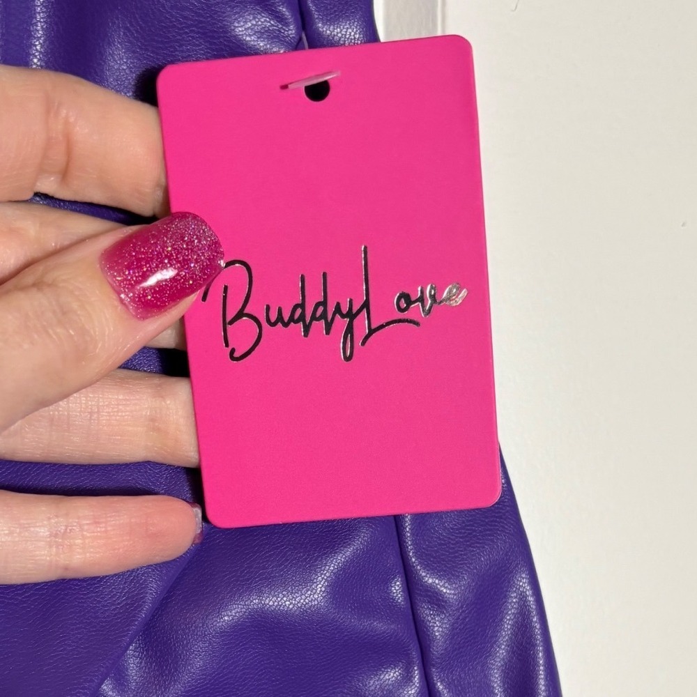 NWT Buddy Love Tatum Vegan Leather Purple Mini Skort Size Small - Picture 4 of 6